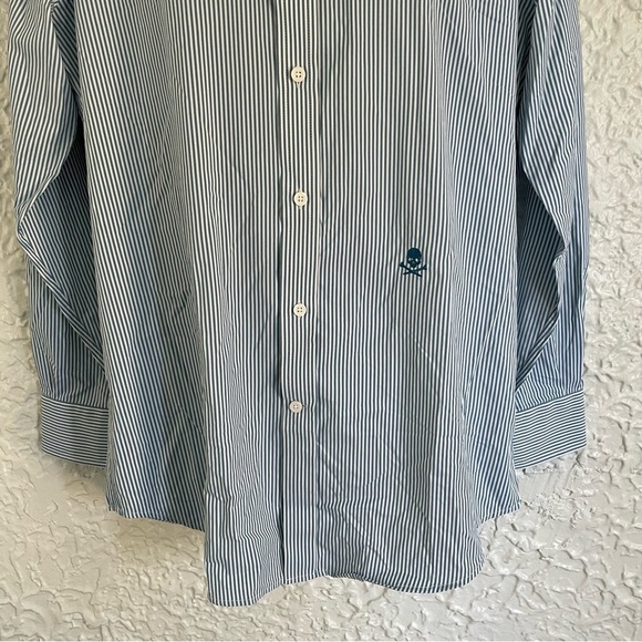 NWT G/FORE Lightweight Performance Striped Skull Button Down Dress Shirt Large - Picture 4 of 9